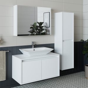Set për banjo Atlantic 3 Pjesësh<span> - </span>White, 85 cm x 45 cm x 45 cm