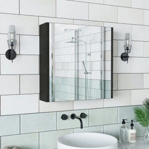 Pasqyrë me dollap banjoje - Atlantic<span> - </span>60cm x 16cm x 60cm, Anthracite