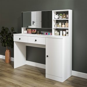 Roomart-2872-Ella-Makyaj-Tuvalet-Masası-Takı-Düzenleyici-Raflı-Kapaklı-Çekmeceli-Beyaz-5