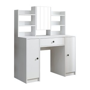 Roomart-2873-Glamo-Makyaj-Tuvalet-Masası-Takı-Düzenleyici-Raflı-Kapaklı-Çekmeceli-Beyaz-6