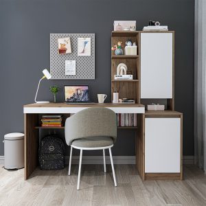 Tavolinë pune me raft librash – Nora<span> - </span>R, White Pine