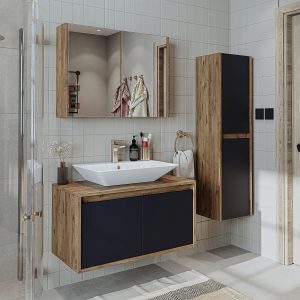 Set për banjo Atlantic 3 Pjesësh<span> - </span>Anthracite Pine, 65 cm x 45 cm x 45 cm
